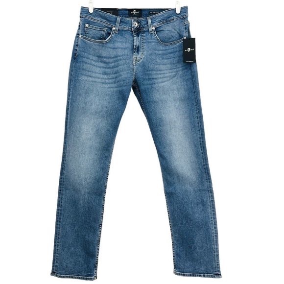 7 for all Mankind Mens Denim Jeans Size 33 Classic Fit The Straight Leg Blue NEW